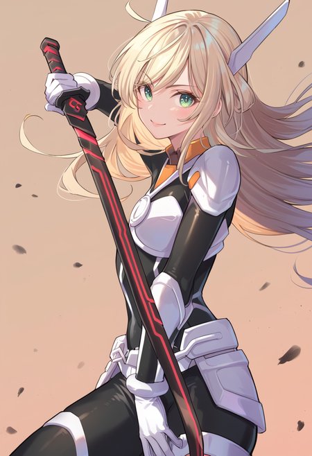 (score_9:0.9),score_8_up,score_7_up,rating:explicit,anime_style,(zPDXL),<lora:Sky striker ace - raye ponyXL v4.1:0.9>,sky striker ace - raye,battle bodysuit,armor gloves,headgear,breastplate,armor skirt,holding black katana,1girl,solo,looking at viewer,upper body,light smile,weapon,
