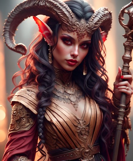 RAW photo, (masterpiece:1.3), subsurface scattering, heavy shadow, (high quality:1.4), (intricate, high detail:1.2), professional photography, HDR, High Dynamic Range, realistic, ultra realistic, photorealistic, high resolution, film photography, ambient lighting, atmospheric effects, <lora:detail_slider_v4:2>, OverallDetail, a female tiefling wizard, intricate robes, belt, bracers, staff, <lora:Tiefling:1>, epiCPhoto