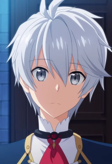 masterpiece, best quality, intricate details, anime screencap, anime coloring, , looking at viewer, 1boy, solo, male focus, <lora:lux_arcadia_ilxl:0.9>, lux_arcadia, grey hair, grey eyes, short hair, hair between eyes, , , ,
