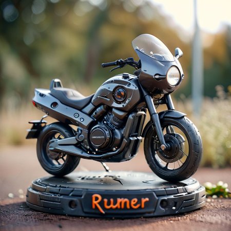 cinematic photo, a futuristic motorbike, "Runner" written, 35mm photograph, film, bokeh, professional, highly detailed