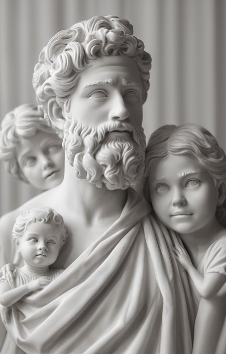 masterpiece,best quality,<lora:tbh59-sdxl:0.75>,illustration,A gypsum sculpture style, portrait of family