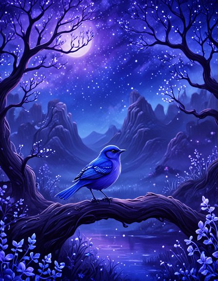 novuschroma14 style bird in a magical fantasy landscape   <lora:novuschroma14 style:1> <lora:sdxl_lightning_8step_lora:1>