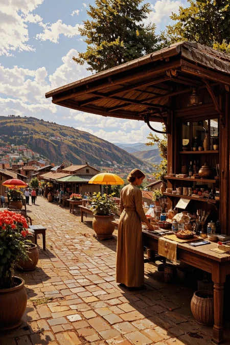 market stall, beautiful Sao Tomean landscape,  woman, multilayer paint splash style, <lora:Hand v2:1> <lora:Anti-Blur:1> <lora:Insane Detail Slider:0.5>   <lora:Flux.1_Turbo_Detailer:0.6>   <lora:flux-photo-transparent_Alpha_1.0:0.8> <lora:flux.1_lora_flyway_Epic-detail_v2:1>   <lora:Painterly01b_CE_FLUX_AIT:0.8> pntrlyCE_style