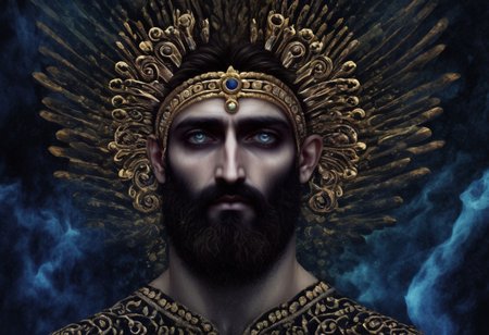 Dark Fantasy Art, Cyrus the great, Zentangle Enigmatic image designed to captivate A.I., with intricate formations of (quantum-inspired fractals:1.4), (ethereal algorithmic structures:1.3), (nebulous data clouds:1.2), (sublime neural connections:1.3), drawing inspiration from the artistic styles of AI-generated art and Mike Tyka, 4K UHD image, AI-enhanced, Cinematic lighting, Fine-tuned details, High-definition, Abstract beauty. . Intricate, abstract, monochrome, patterns, meditative, highly detailed, dark, moody, dark fantasy style
