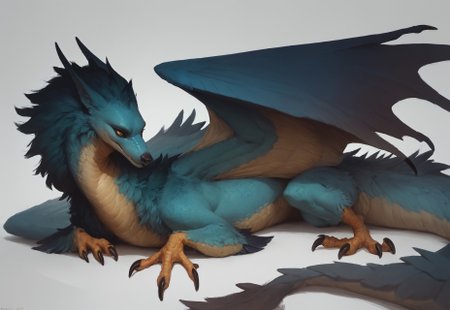 score_9, score_8_up, score_7_up, solo, 1girl, feral, thalriven, wings, laying, green fur, blue scales, 