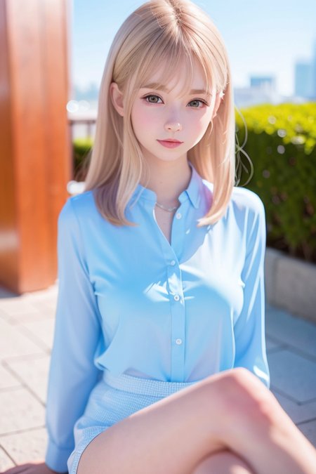 best quality, white skin, real human skin, (detailed fac), oval face, pores, ultra high res, (8k, RAW photo, photorealistic:1.4), 1girl, slim, (looking at viewer with a serene and goddess-like happiness:1.2), ( lipgloss, eyelashes, gloss-face, best quality, ultra highres, Broad lighting, natural shading), oversized jacket, fashion shirt,  cityscape,  <lora:EastAsiaDollLikeness_V4:0.8>