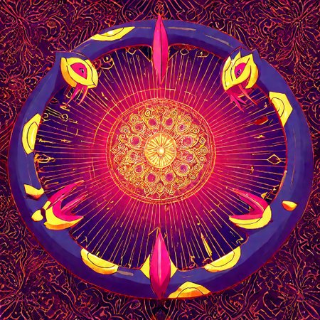 score_9, score_8_up, score_7_up, colored Mandala style, medium stylized pattern, (deep_purple base, black, red, and gold details), (glowing_golden_elements:1.2), Seviper, serpentine, vertical_figure_eight_pattern, intricate_design, symmetrical, traditional_mandala, luminous, mystical, highly_detailed, geometric_patterns, harmonious_composition, masterpiece, balanced,  artistic, reverence, best quality, absurdres, highly detailed,