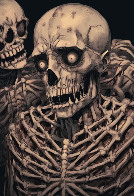 score_9, score_8_up, score_7_up, masterpiece, lovecraftian, horror theme, black background, low light,
BREAK,
A skeleton wielding a sword, bloody bones, realistic, cr33pp41nt, cr34tur3g0r3, b3rs3rkstyle, <lora:Castlevania_Style_XL:0.7>, Castlevania style