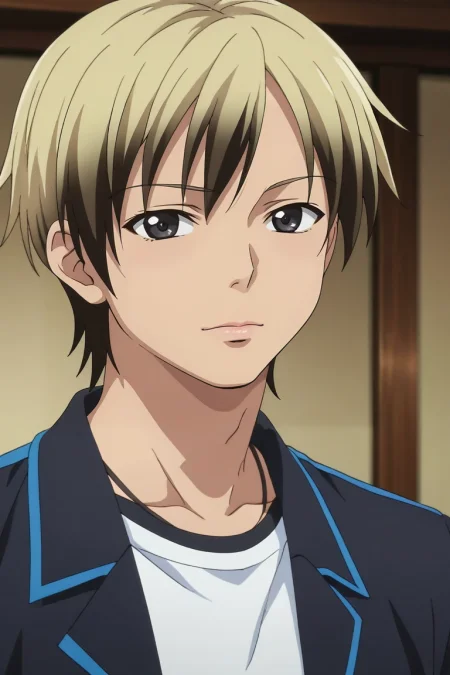 score_9, score_8_up, score_7_up, source_anime, rating_safe, intricate details, anime screencap, anime coloring, official style, looking at viewer, depth of field, 1boy, solo, male focus, <lora:kodaka_hasegawa_pony:0.92>, kodaka_hasegawa, blonde hair, black eyes, short hair, multicolored hair, two-tone hair, black hair, , , <lora:sdxl_lightning_8step_lora:1>