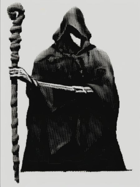 vermis style, solo, simple background, man, holding, standing, monochrome, male focus, hood, staff, cloak, smoke, holding staff,  <lora:VermisStylePony:1>,
score_9, score_8_up, score_7_up, score_5_up