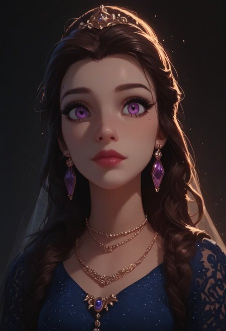score_9, score_8_up, score_7_up, score_6_up,   score_5_up, score_4_up, 1girl, Belle, (thin:1.4),, gorgeous girl, kawaii girl, perfect cute face, , illustration,  big breasts, cleaveage, wide eyes, eye contact, Cultural attire, (full shot), khan atlas patterns, Floral patterns, long sleeve, head veil cover,