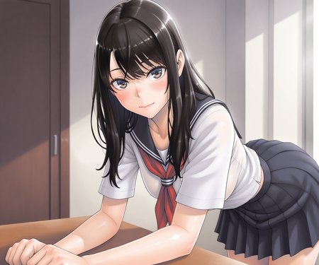 masterpiece, best quality, amazing quality, , 1girl, solo, shirt, sailor collar, skirt, looking at viewer,  <lora:Sawaragi style ILL-v2:1> sawaragistyle
