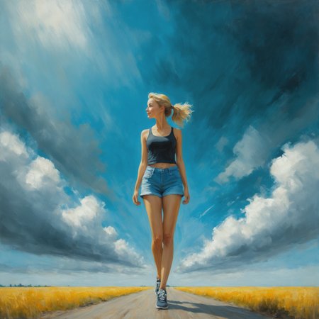 full body length photorealistic  oil painting <lora:oil_painting_envy_anime:0.60>  by (((Mikko Lagerstedt) and Lois van Baarle) and J. Scott Campbell) and Sam Spratt,   adorable  woman