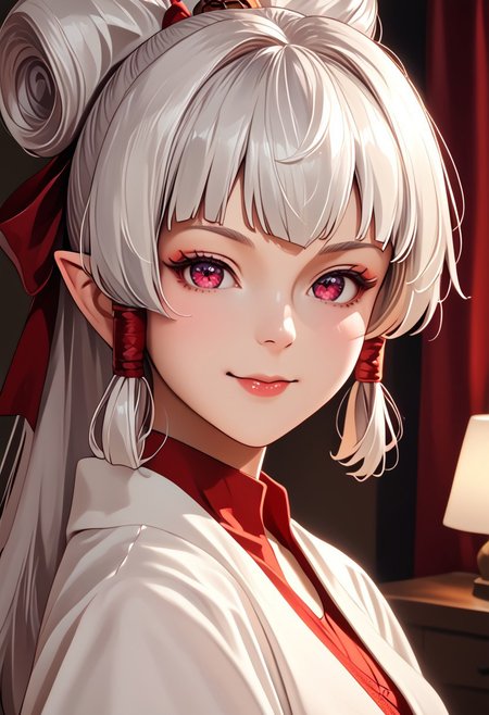 score_9, score_8_up, score_7_up, source_anime, , (best quality) , (highly detailed) , (best quality) , (highly detailed) ,((masterpiece)), ((best quality)), (ultra-detailed), ((extremely detailed)), (high resolution), 4K, (8K), best quality, (beautiful), (dynamic lighting), (super detailed skin), sharp focus, (1_girl, solo focus), shiny skin, masterpiece ,absurdres ,detailed face ,beautiful face , paya, elf ears, Dark skin, Dark Skinned Female, pointy ears, , high ponytail,  hair ribbon, , White Hair
 red lingerie, red bra, lace trim, bedroom, red theme, looking at you, smirk, Ruri
, cinematic lighting, Intricate, High Detail, Sharp focus, dramatic, masterpiece, best quality, ultra-detailed, detailed, detailed body, detailed face, UHD, kawaii, cute, very big eyes, Aesthetic Anime Eyes,  (8k, masterpiece, best quality, ultra-detailed),
diana silverneil,