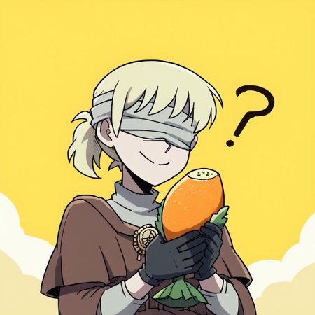 <lora:Vanitaker:1>,vanitaker,
1girl,solo,upper body,<lora:hyetta:1>,hyetta (elden ring),short ponytail,grey blindfold,covered eyes,black gloves,grey cloak,hide capelet,
facing viewer,confused,head tilt,smiling, holding hamtaro,vineyard,farm,<lora:StS_detail_slider_release_two_v3:2>,, score_9, score_8_up, score_7_up, perfect anatomy, source_anime, zPDXL2,