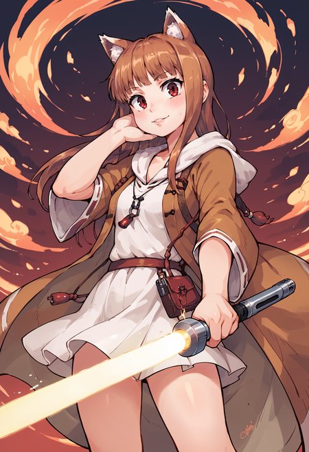 score_9, score_8_up, score_7_up, score_6_up, score_5_up, source_anime, holo from spice and wolf, lightsaber, jedi      <lora:tamanoi_v2:0.5> tamanoi    <lora:Qewie_Pony_Style:0.6> <lora:TytoAlba_Style_PonyXL_v1:0.6>