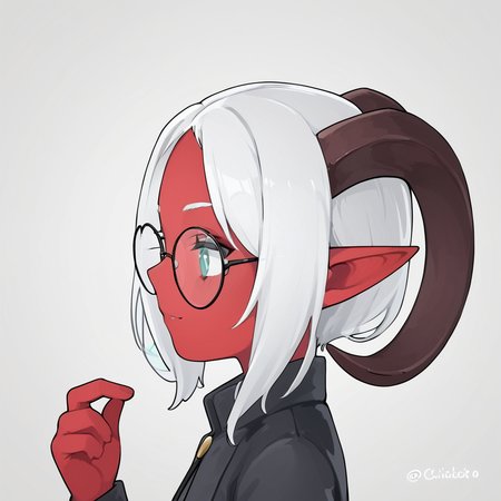 score_9_up, score_8_up, furry female, melissa tiefling, solo, red body, glasses, profile picture, cutechibiprofile, <lora:MelissaBelladonna:0.8> <lora:cutechibipony:1>