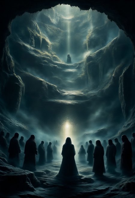 A vast and endless underworld, Sheol stretches beneath the earth like a forgotten chasm, its atmosphere thick with an eerie, otherworldly silence. The ground is cracked and lifeless, composed of blackened stone and ashen dust, while towering jagged pillars fade into an eternal twilight. The air is heavy with a ghostly mist, swirling around the countless shadowy figures, endless in number, stretching as far as the eye can see.
These spectral forms, their shapes flickering between solid and translucent, drift aimlessly in the gloom—faceless, hollow-eyed, their bodies blurred between existence and nothingness. Some stand motionless, frozen in time, while others shuffle forward in eternal silence, lost to the void. Their outlines waver, dissolving like smoke only to reform again, as if trapped in an endless loop of forgotten souls.
Dim, flickering lights, like dying embers, float aimlessly in the gloom, casting faint, shifting glows over the abyss. The walls of Sheol seem to stretch infinitely, carved with ancient, unreadable inscriptions, whispering the secrets of the dead. Deep within, shadowy doorways hint at even darker depths, places where the silence is broken only by the distant echoes of murmured laments.
A sense of vast isolation and eerie tranquility lingers, as if time itself has lost meaning. There is no fire, no torment—only the weight of eternal stillness, the mournful whispers of the countless souls that have long faded from the world above.
Ultra-detailed, cinematic lighting, dark fantasy, gothic realism, atmospheric and haunting, hyper-realistic textures, eerie and mystical composition. DarkAtmosCE style, aidmamj6.1