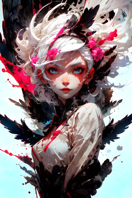 fallen angel, black wings, mystic, divine, otherly world, (white hair:1.2), 
<lora:more_details:0.55>
 <lora:Cosmic anime-oil fusion v2:0.6> 
<lora:AnimeVibesV3:0.2> animevibes, 
<lora:3DMM_V11:0.5> 3DMM 
<lora:midjourney_20230624181825:0.6> midjourney ,
 <lora:LAS:0.35> colorful, clouds, 
<lora:msw_locon-t2:0.75>
 <lora:wuxia2:0.6> gu, shiny, shiny hair, shiny skin, shiny clothes