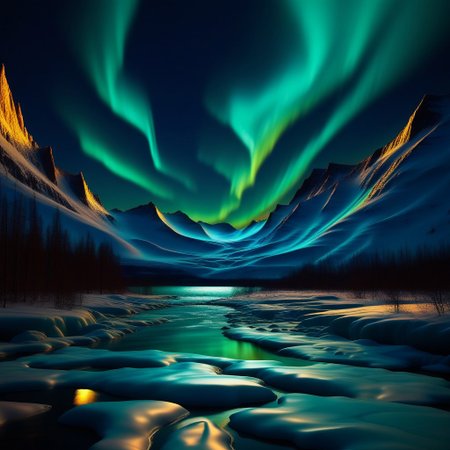 Liquid Marble Lake, Golden accents, golden aurora borealis?! how is this even gonna work? vibrant aurora borealis