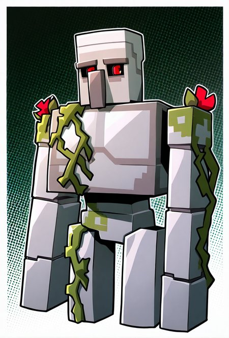 <lora:ironglem-10:1> ironglem, no humans, red eyes, black sclera, red pupils,  standing, solo, robot, big nose, long nose, no mouth, plant, grey metal body, vines, mecha, moss, red flower,  thick monobrow,  upper body, cropped legs, no legs, dynamic angle., masterpiece, best quality, amazing quality, very aesthetic, absurdres, newest,, upper body, halftone effect, white borders, abstract background:1.2,