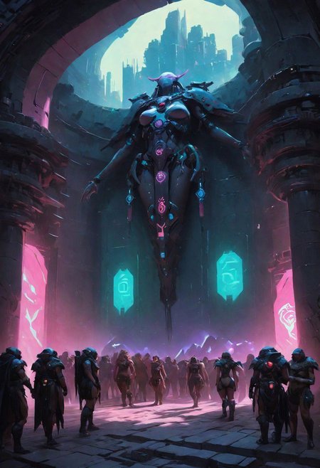 Fine art, shadowrun_party, cyberpunk