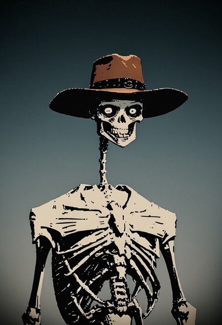 score_9, score_8_up, score_7_up, skeleton, cowboy hat