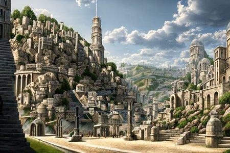 (masterpiece:1.2), (best quality,:1.2), 8k, HDR, ultra detailed, ((photorealistic)), professional light, cinematic lighting, fashion photography, ambient lighting, atmospheric effects, Numenor, a medieval fantasy city at the ocean, a big harbour, some ships, statues, towers, walls, <lora:Numenor-10:1>, in the style of Middle Earth, Tolkien, Minas Tirith, epiCPhoto