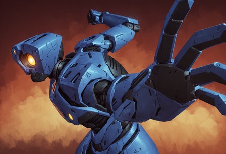 score_9, score_8_up, score_7_up, <lora:V1:1>, V1, blue robot, mecha, humanoid, no humans, upper body, IncrsPunchMeme, incoming punch <lora:PepePunchMeme_XLPD:0.5>