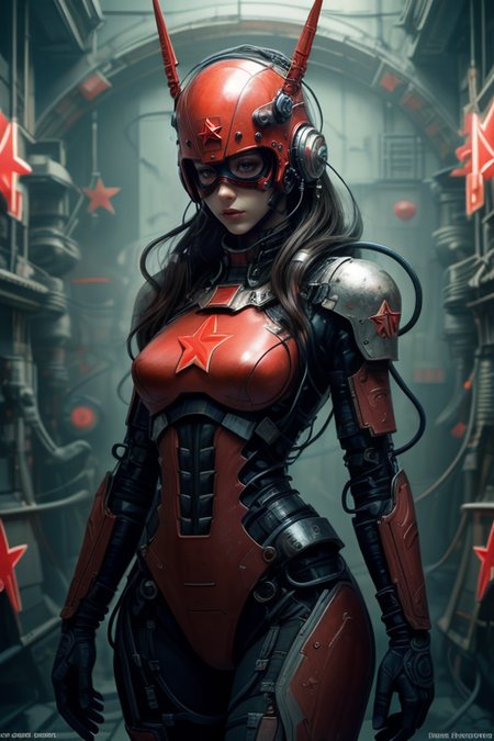 SCI-FI,
cowboy shot,thigh gap,
femenine cyborg,helmet with antenna,mask,armor,
cyberpunk,neon,
high technical room background,
<lora:Concept_-_Hella-sthetic_v2:0.7>,
(USSR,red star \(symbol\):1.5),, intricate, elegant, highly detailed, symmetry, magical atmosphere, sharp focus, majestic, very coherent, radiant, advanced, cinematic, artistic, fine detail, winning, beautiful, stunning, dramatic light, designed, rich deep colors, perfect professional background, ambient, tailored set composition