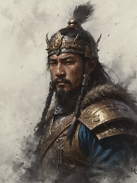 Mongolian king general warrior fighter fantasy,    <lora:Desolation:0.6>