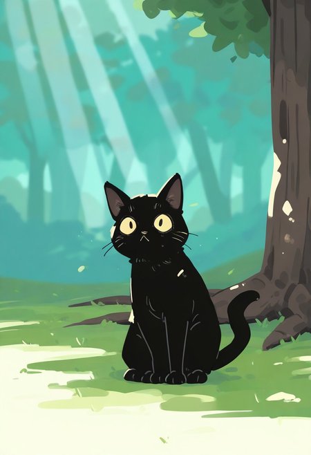chii-kun \(seedyoulater\), naguru \(cyoroama\), 
very awa, masterpiece, highres, absurdres, newest, year 2024, year 2023, 
(cat:1.2), black cat, (no humans:1.1), scared, paws, fur, (cute:1.2), comfy, solo, stretching, 
tree branches, OO,
day, sunlight, sunrays, 
<lora:TA_trained:0.75>, <lora:ponyv4_noob1_2_adamW-000017:0.33>, <lora:shiroski:0.75>,