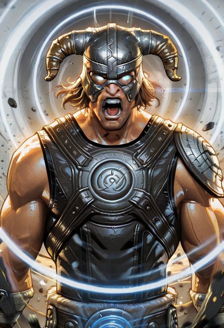 1boy, solo, super_scream, 
shockwaves, concentric rings, debris, MarvelRivals, semi realistic, cartoon, edgFusRoDah_armor,horned helmet,,wearing edgFusRoDah_armor,
upper body, straight-on, blank eyes, glowing eye,
 masterpiece, best quality, amazing quality,