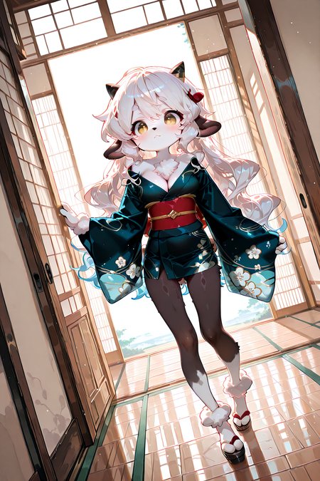 Full Shot. Extra Wide Shot. dutch angle. small character in large background

1 girl, solo, ((adult)), slim build, graceful figure, ((Furry lamb girl)), anthro, white hair, (very long wavy hair), detailed hair, white fur, white skin, mini kimono,


embedding:lazympos, masterpiece, best quality, amazing quality, very aesthetic, high resolution, ultra-detailed:1.4, absurdres, newest,