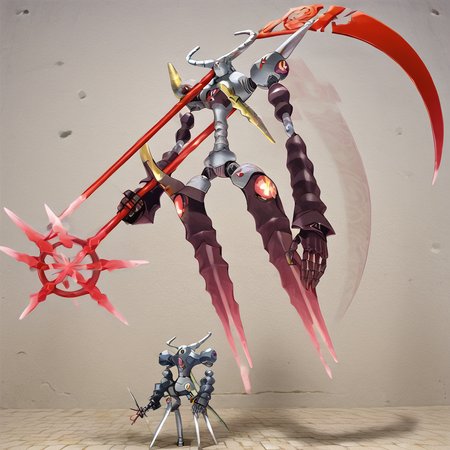 <lora:Character_Skeith_.hack_PONY:1> guskeith, scythe, no humans, horns, robot
snow