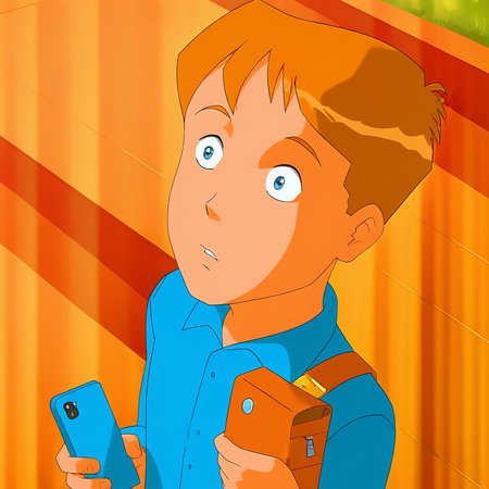embedding:Pony\Positive\zPDXL3, masterpiece, best quality, good quality, male focus, jason_hightower_totally_spies, solo, aged up, 18 years old, 1boy, mature male, mature man's body, male focus, dutch angle, high resolution, slim body, outdoors, park, blue crossbody bag, holding cellphone, smart band, large head, wide head, short hair, reddish-orange hair, reddish-orange eyebrows, blue eyes, reddish-orange sideburns, reddish-orange thin goatee, casual clothes, long sleeves, blue buttoned up shirt, brown length trousers