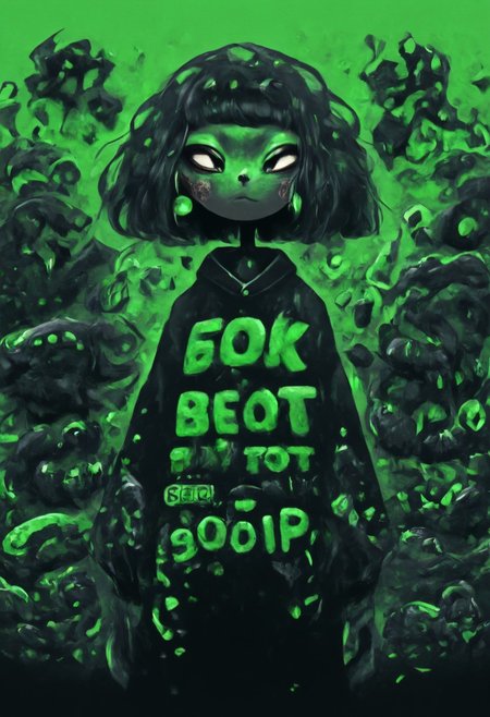 female furry, sfw, small boobies, (nier automata style), score_9, score_8_up, black dress, green world destroy, cute doodle, realistic, Toga_Himiko