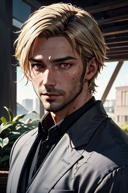 Master piece, highest quality, highest possible OverallDetail, semirealistic,  red eyes,
Create an elder of a cultivator sect.
The character looks like he is in his late twenties or early thirties. He is handsome.
He has blond shoulder-length shaggy hair. 
His eyes are darkblue. Detailed face. .