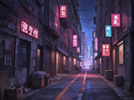 score_9, score_8_up, score_7_up,score_6_up, score_5_up, score_4_up,source_photo,photorealistic, BREAK  <lora:gits95environment:0.6>,
gits95, , scenery, alley, no humans, night, sign, building, outdoors, city, neon lights, road