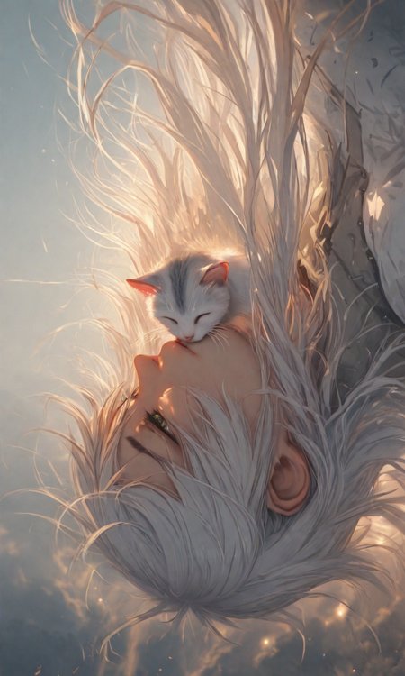 look at that cat clinging!, side view, cinematic, epic scale, upside down, dynamic , masterpiece, detailed, 8k,  <lora:- iLL - master_of_slob_omnom_V1.0-step00003500:1>