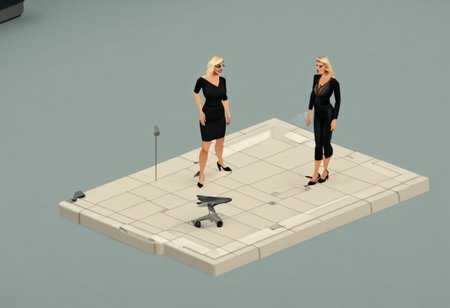 thesims,, isometric,
WallRES
Highly detailed illustration of a blonde millennial woman, wearing glasses and black smart casual wear, pouting with slim lips in a busy airport setting. Realistic rendering, long shot, intricate details on clothing and accessories, by fashion illustrator David Downton or Jason Brooks.