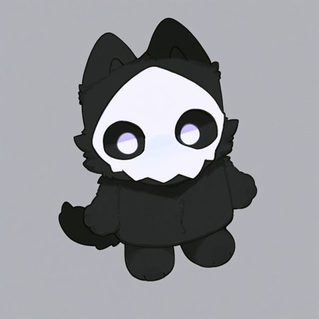 score_9, score_8_up, score_7_up, puro, black latex, furry, changed, white eyes, white mask, black fur, 1boy, solo, conswayo_, cute style, cute, (((contemptuous eyes)))