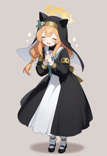 <lora:Mari__Blue_Archive:1>, nunmari, nun, happy, full body, animal ears,, masterpiece,best quality,amazing quality,