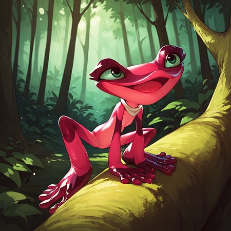 score_9, score_8_up, score_7_up, BREAK  <lora:gabirio:1> gabirio, colored skin, pink skin, forest, white scarf,