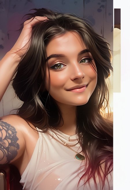 score_9, score_8_up, score_7_up, score_6_up, source_cartoon, 1girl, female, solo, femenine, petite, lean, pale skin,, soaking wet hair, smile, diaphonous white dress, bronze necklace, medium breasts, female focus, official style, close up, perfect anatomy, perfect face, standing,  abstract beauty, beautiful, centered, looking at the camera, approaching perfection, dynamic, moonlight, highly detailed, watercolor painting, artstation, concept art, smooth, sharp focus, illustration, portrait