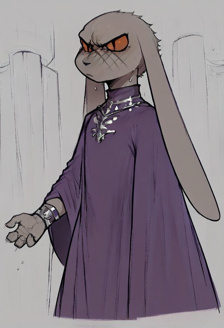 score_9,score_8_up,score_7_up, king, scar, purple dress, long ears
