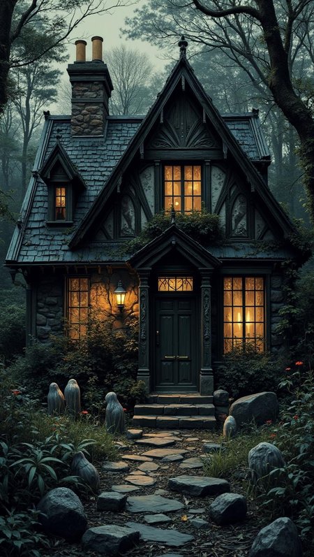 <lora:scribble-flux-v1.safetensors:1> xslx scribble
In the dusky heart of the forest, the air is heavy with the scent of decaying leaves and the whisper of forgotten secrets. As the sun sets, a gothic cottage emerges from the shadows, its silhouette a blend of serenity and sorrow. The stone path, worn smooth by countless feet, weaves through wilting flowers and overgrown vegetation, leading to the cottage's entrance. The intricate wood carvings on the cottage walls, once a testament to life and beauty, now bear the marks of time's relentless passage.
The warm glow from the windows is tinged with a spectral hue, casting long, eerie shadows that dance across the moss-covered stones. Inside, the atmosphere is thick with the chill of the grave, and the faint murmur of ghostly whispers fills the air. The wooden door, adorned with faded carvings of mythical creatures, creaks open to reveal a dimly lit interior, where the scent of decay mingles with the remnants of forgotten feasts.
Despite the haunting presence, there is a melancholic beauty in the scene. The once-vibrant textiles now drape in tattered elegance, and the decaying statues in the garden stand as silent sentinels, their expressions frozen in eternal sorrow. The air is still, but not lifeless; it hums with the distant echo of a world where the boundaries between life and death are but a thin veil. The cottage, a blend of the enchanting and the macabre, stands as a testament to the duality of existence, where even in decay, a mournful elegance endures.