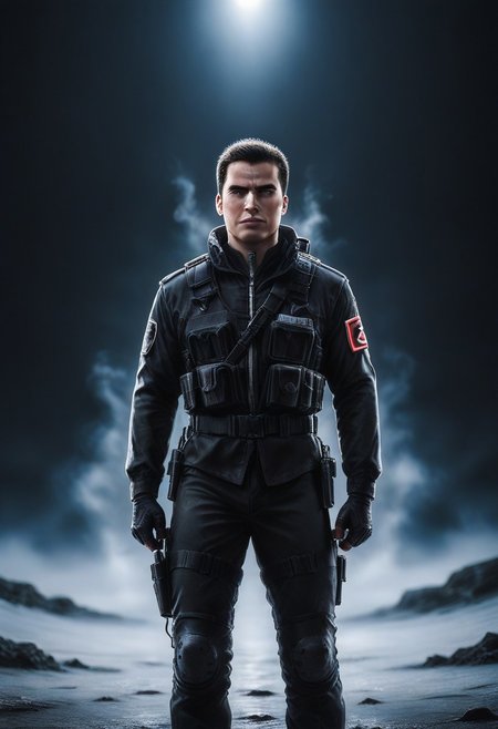 realistic, dark theme, low light, 1boy, solo.
fit body, SFMale, Male soldier