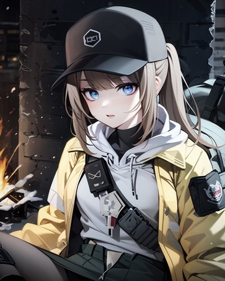 (extremely detailed CG unity 8k wallpaper),(masterpiece), (best quality), (ultra-detailed), (best illustration),(best shadow), (sharp eyeliner, eyeshadow, detailed eyes:1.1), city streets, snow, sitting around a fire, backpack
,BREAK
(dima:1.2), cowboy shot, yellow jacket
<lora:Dima-000006:1>