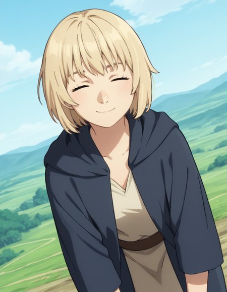 score_9, score_8_up, score_7_up, source_anime,
falintouden, <lora:falin-touden-s1-ponyxl-lora-nochekaiser:1>,
falin touden, short hair, blonde hair, closed eyes,
robe, long sleeves, open clothes,
outdoors, landscape, bent over, smile,
looking at viewer, solo, cowboy shot, dutch angle,